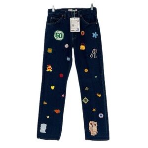 The Series NY Vintage Patchwork Dark Wash High Waist Straight Denim Jeans 28 NWT